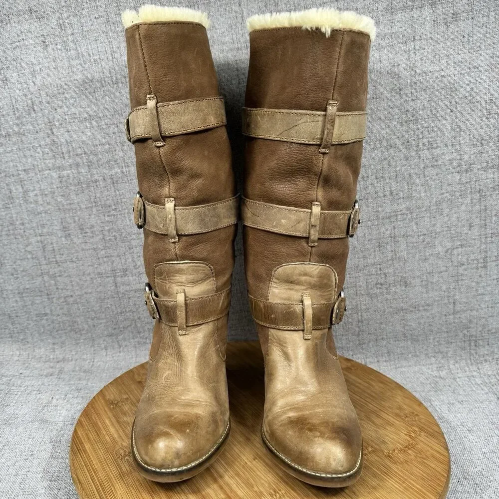 Gianni Bini Boots Women's Size 8 M Knee Suede Leather Faux Fur Lined